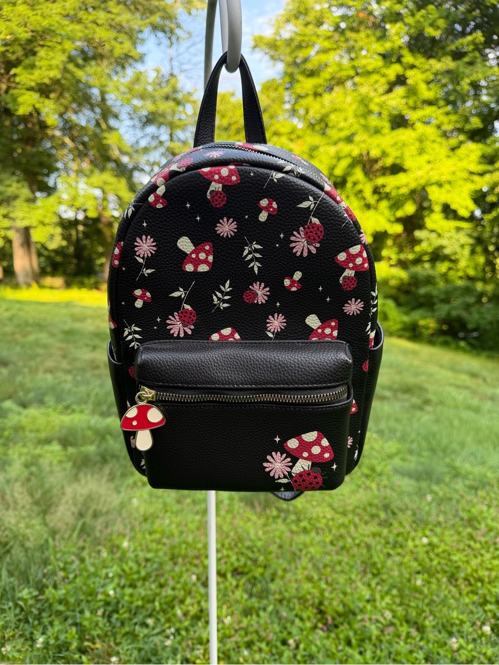 Mushroom Print Mini Backpack Cottagecore Fairycore Bag